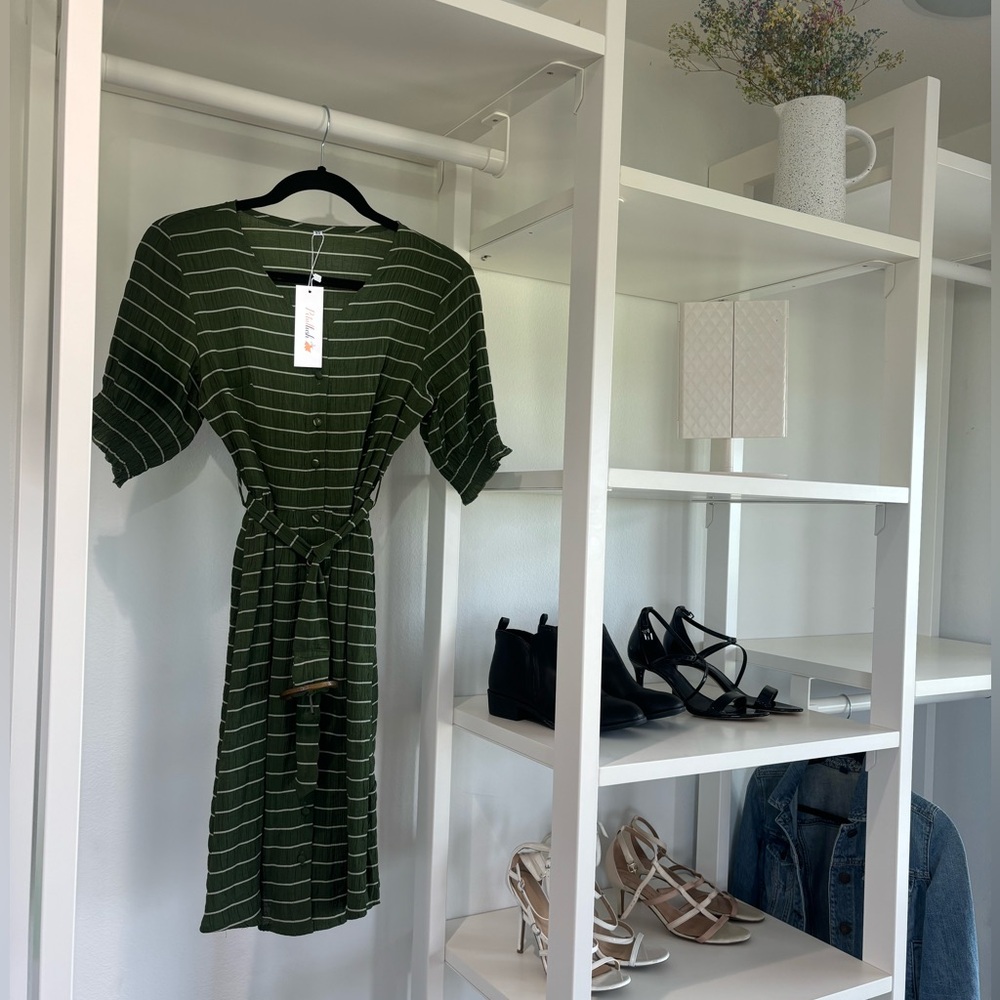 New Green and white striped Petallush dress